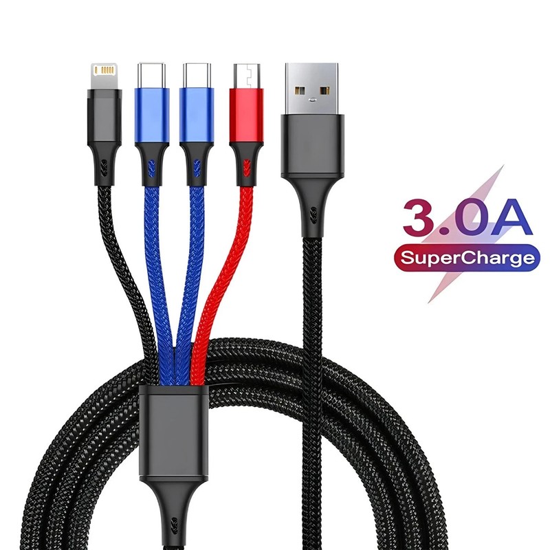4 in 1 Multi USB Charging Cable Fast Charger Cord For iPhone Type C Micro