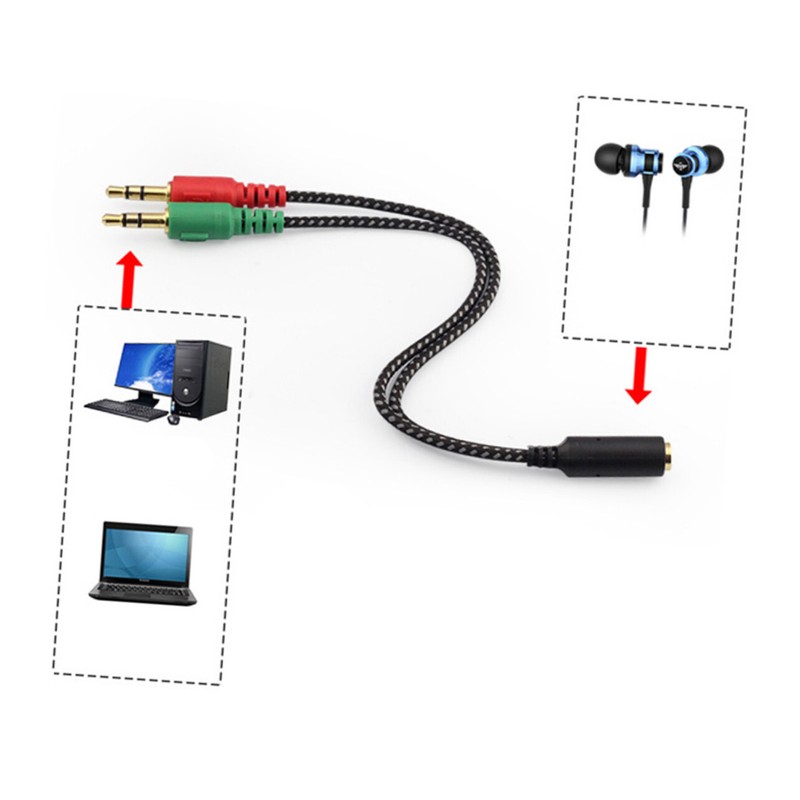 Female to 2 Male Headset Splitter Cable Computer Headphones Microphone Adapter gallery