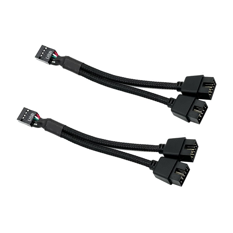 2PCS Motherboard USB Header Splitter 9Pin USB 2.0 to Dual 9pin Extension Cabl…