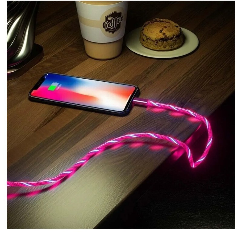 Phone Charger Pink Glowing Candy Flowing Magnetic 3 Attachments