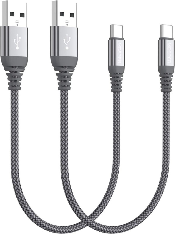Short USB Type C Cable (2-Pack 0.5ft), USB A to USB C 3.1A Fast Charging Charger