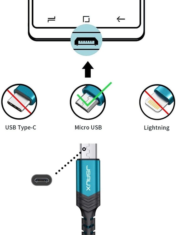 JSAUX Micro‑USB Cable 3‑Pack – Blue Braided (3.3ft + 6.6ft + 10ft) gallery
