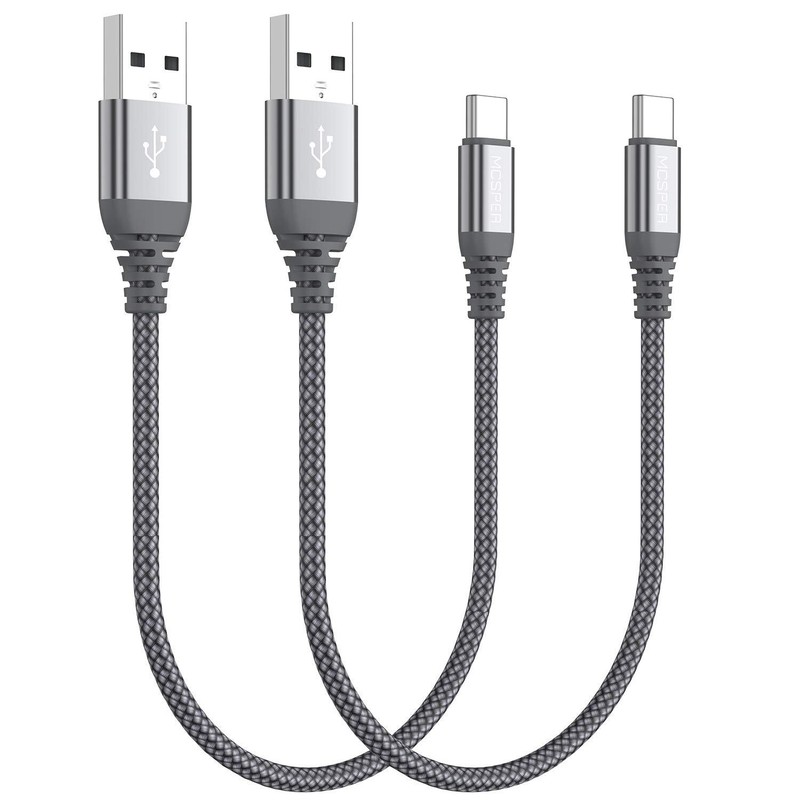 Short USB C Cable(0.5ft 2-Pack),USB Type C Charger Nylon Braided Fast Charging–