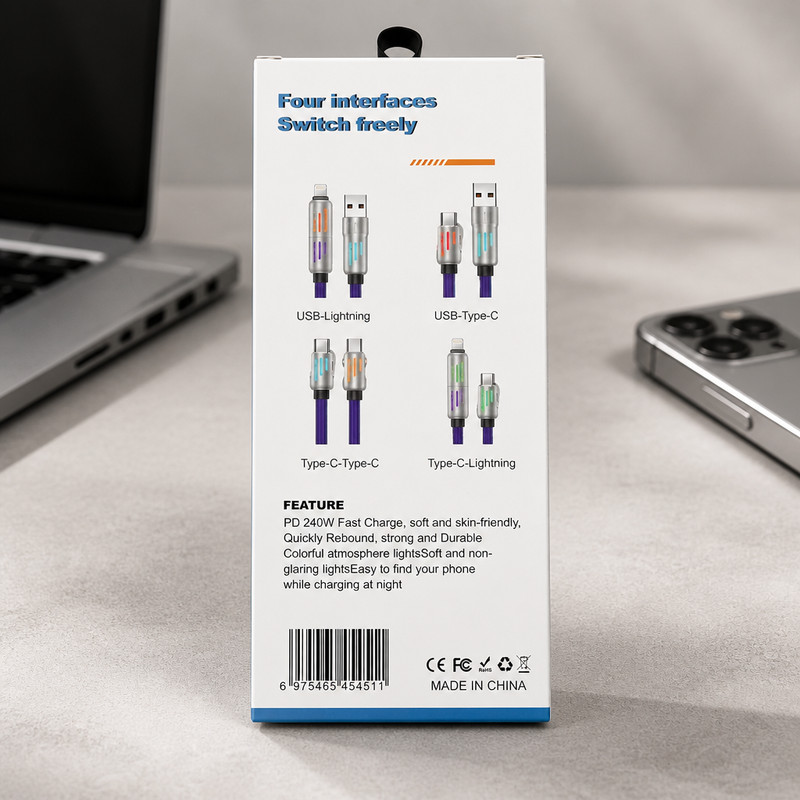 4-in-1 usb charging cable fast charging max 240w gallery