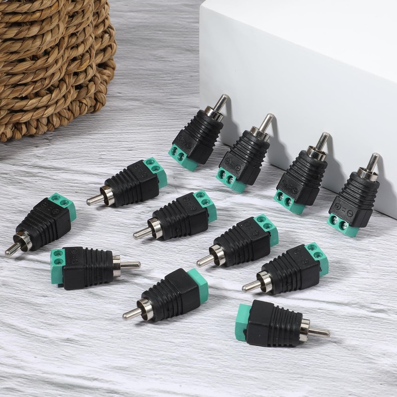 12Pack RCA to Speaker Wire Adapter, Speaker Wire to RCA Adapter, AV Screw Ter... gallery