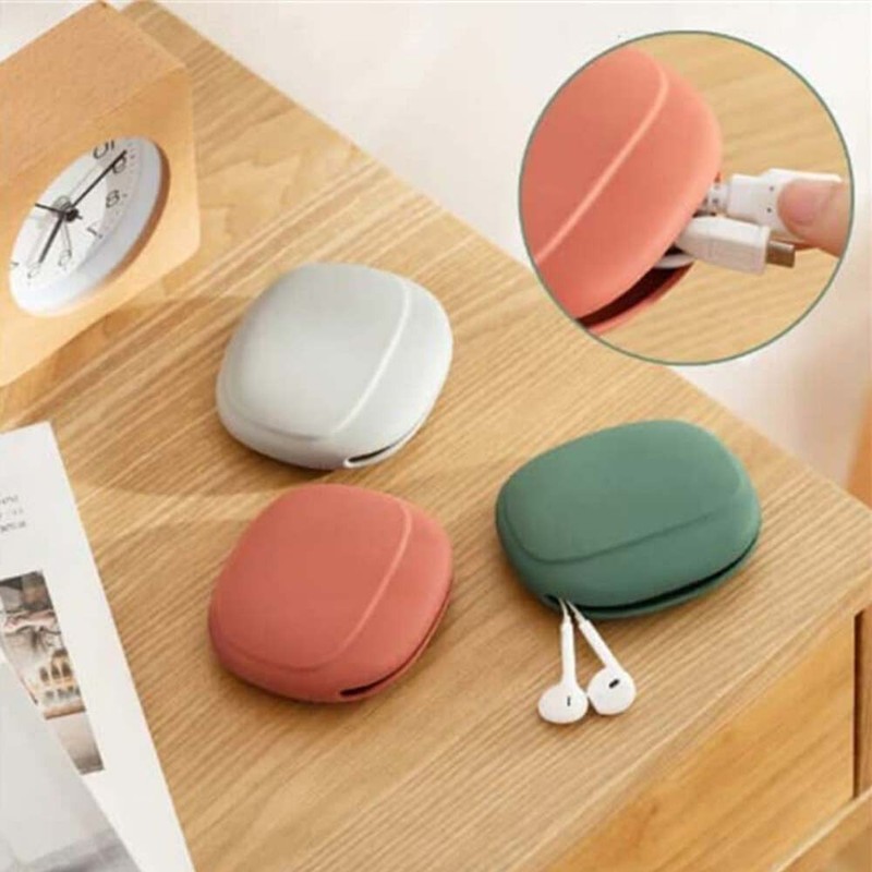 Portable Charging Cable & Earphone Storage Box, Silicone Data Cable Bag gallery