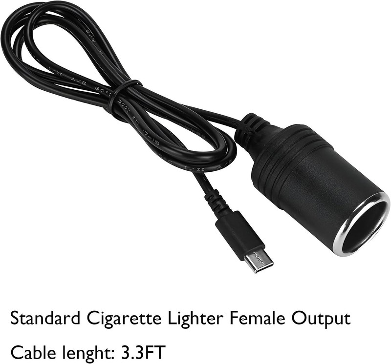 Versatile USB Type-C to Cigarette Lighter Adapter for Car Devices - 100cm Cable gallery