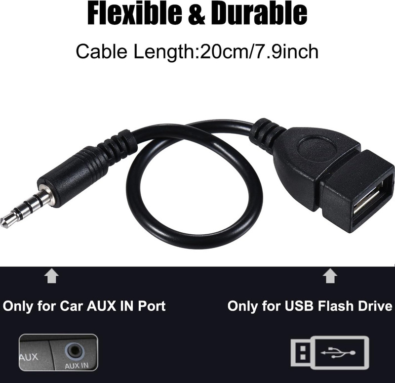 3.5Mm (1/8 Inch) AUX Audio Plug Male to USB 2.0 Female OTG Adapter gallery