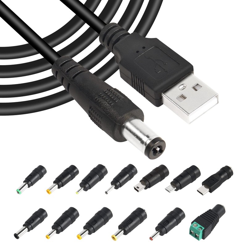 5V USB2.0 to DC Power Cable USB2.0 to DC 5.5mmx2.1mm Universal Charging Cable...