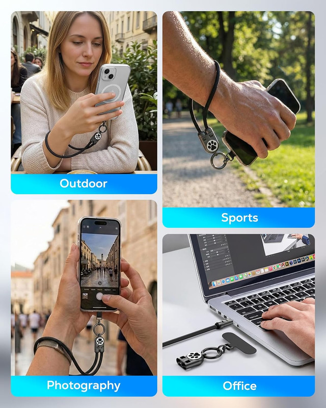 Phone Wrist Strap Charging Cable, USB-C to USB-C Cable with 240W Fast Charging, gallery