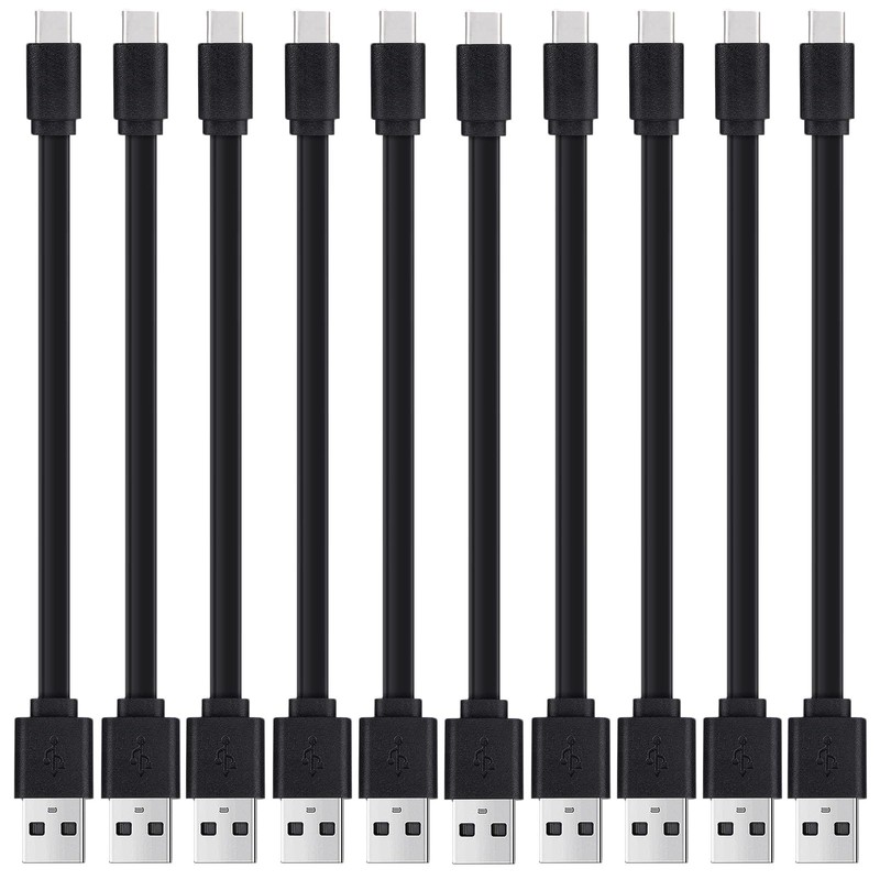 10 Pack Short USB C Cable 1ft Flat USB A to Type C Fast Charging Cord Bulk
