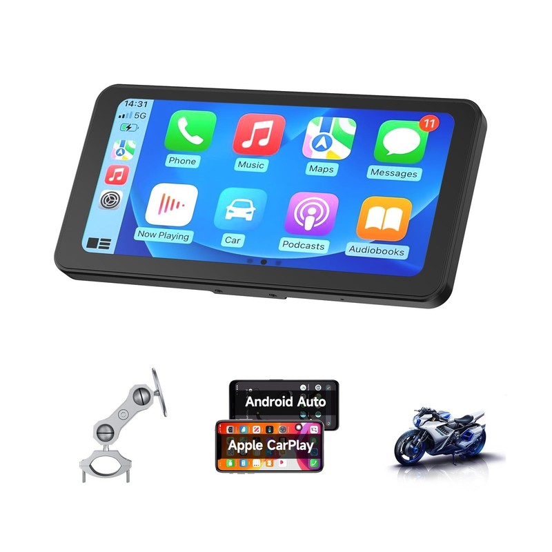 Spedal CL871 6.25" Motorcycle CarPlay ＆ Android Auto Screen, Full Body Wa