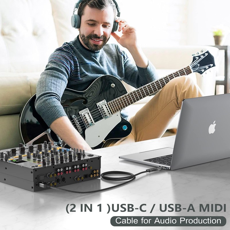 Printer Cable 2-in-1 USB-A/C to USB-B Cord 6.6FT, Type C MIDI Cable Braided H... gallery