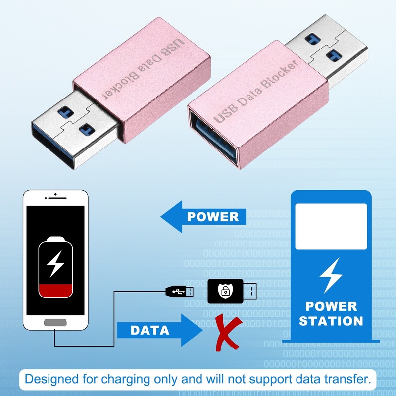 2 Pcs USB Data Blocker, USB A to A Data Protector, Rose Pink gallery