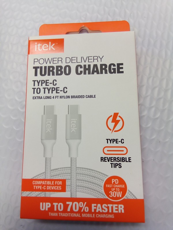 Itek High Speed Charging Cable Type-C To Type-C 4 Feet Long