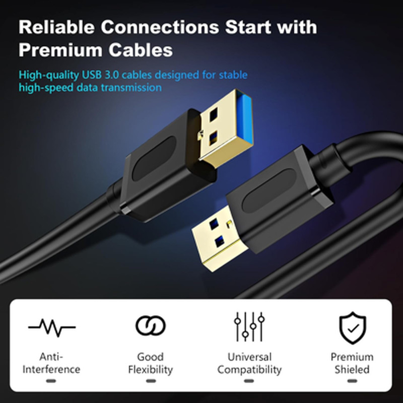 USB 3.0 Male to Male Cable 6Ft, Gold Plated Connector for Hard Drive Enclosure gallery