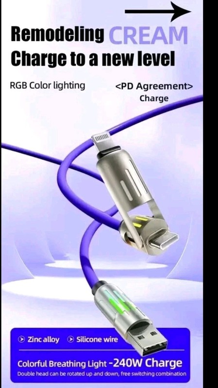 4 in 1 Multi-USB Charging Cable - MAX 240W Fast Charging/With USB A+ Type-C 5ft gallery