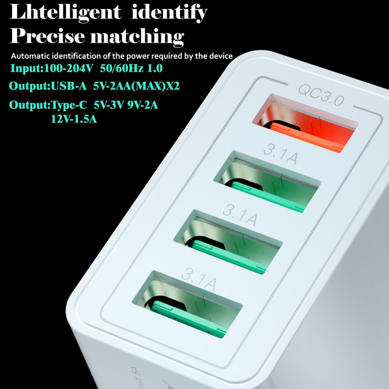 US 4 Port Fast Quick Charge QC 3.0 USB Hub Wall Home Charger Power Adapter Plug gallery