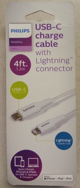 Philips Mobility USB-C Charge Cable Connector 4 Ft. Apple Devices iphone ipad