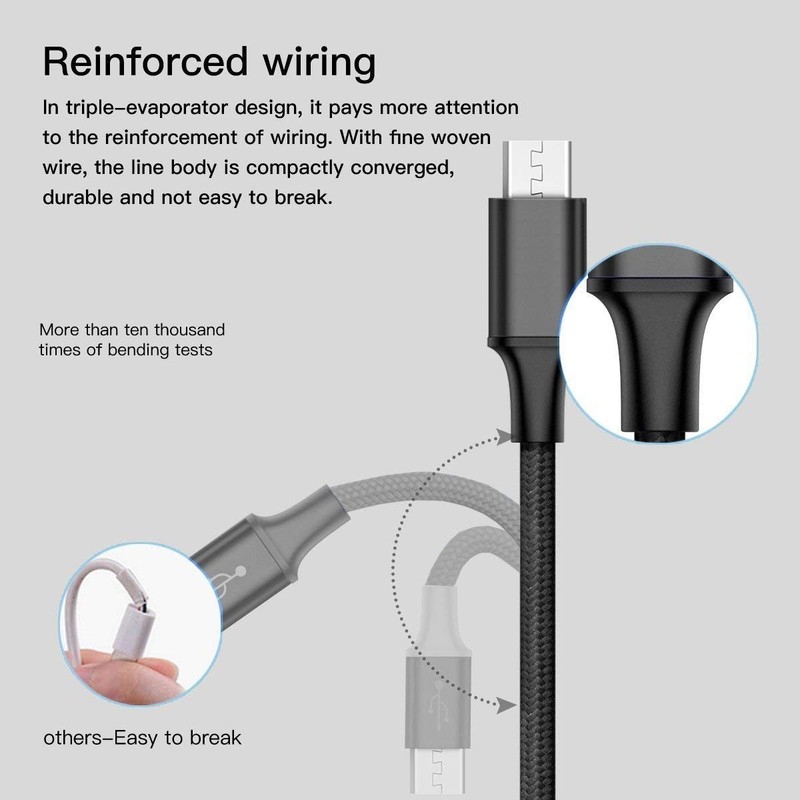 2 Pack 3 in 1 Multi Charging Cable 1FT Braided USB Type C Micro gallery
