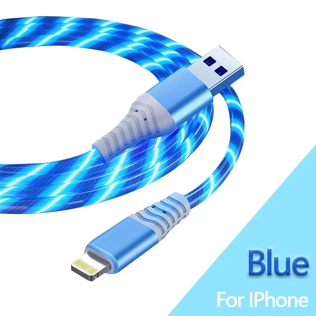 1PC Fast Charging Luminous Mobile Phone Charging Data Cable Type-C & IOS 1M gallery