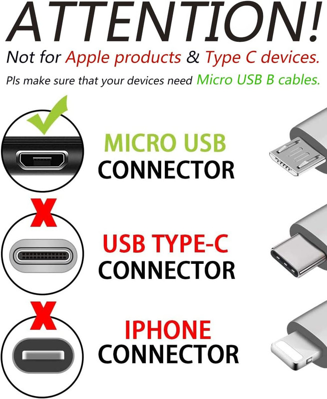 Micro USB Cable 2-Pack 6FT Fast Charging for Android Devices, Trustworthy Qualit gallery
