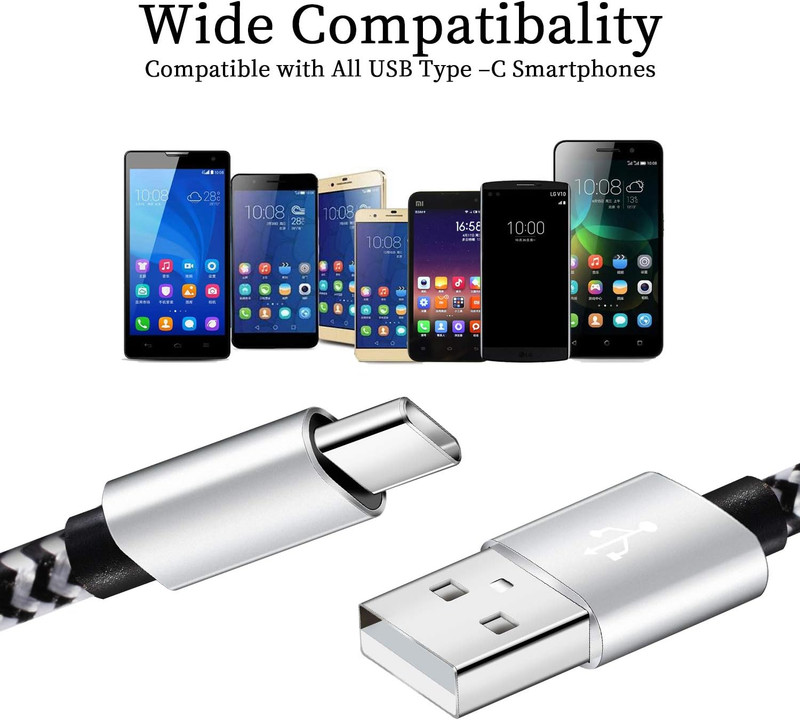QQLIKE USB Type c Cable, 5 Pack (6FT) Nylon Braided USB C Cables 3A Fast Chargin gallery