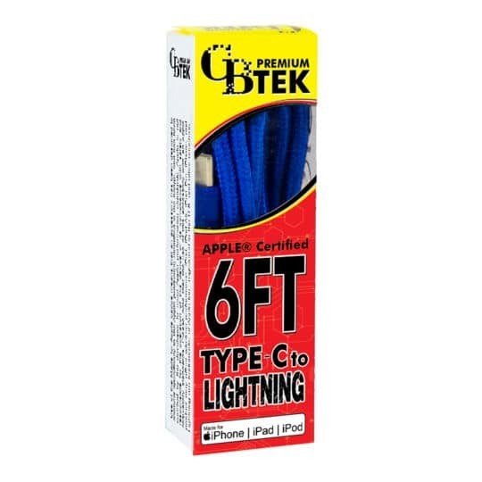 CBTEK iPhone MFI Certified 6ft Cables Lightning USB, Blue