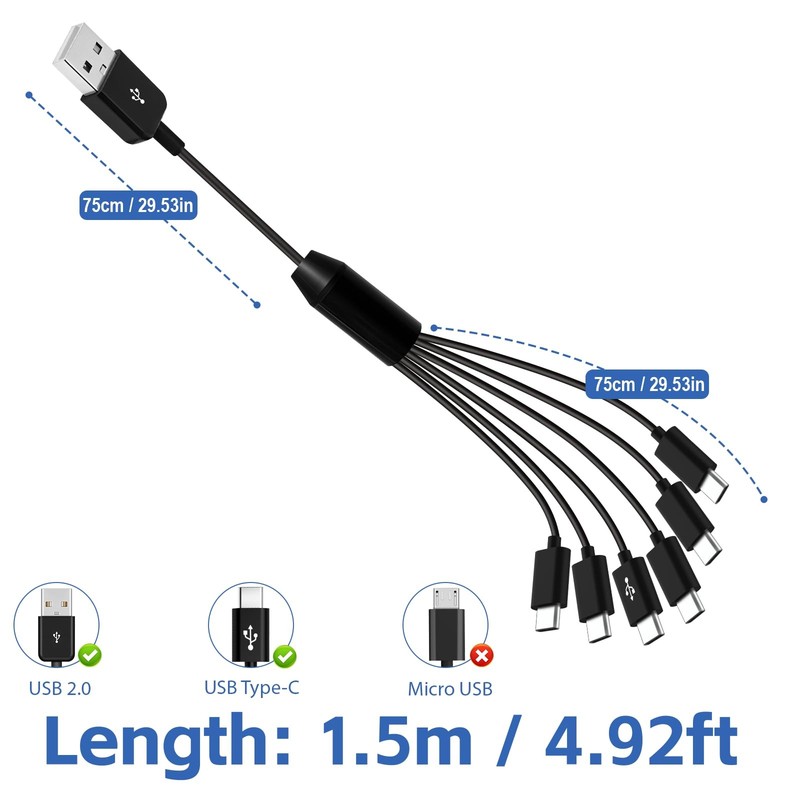 USB Multi Charging Cable 5A Fast Charge -Splitter Charger for iPhone 16/15 Se... gallery