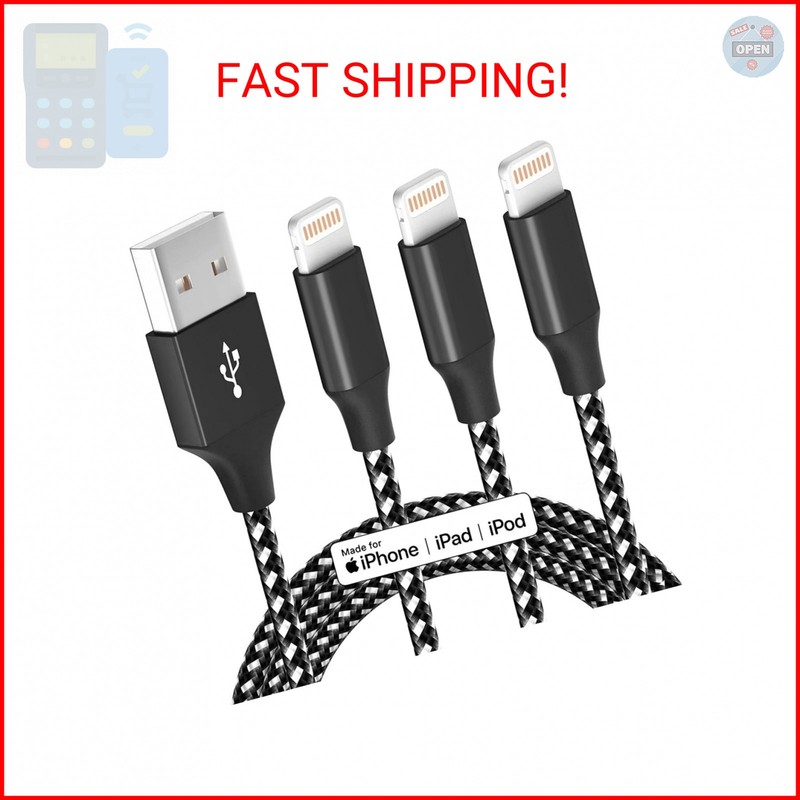 iPhone Charger Fast Charging Cord 3 Pack 10 FT Apple MFi Certified Lightning Cab