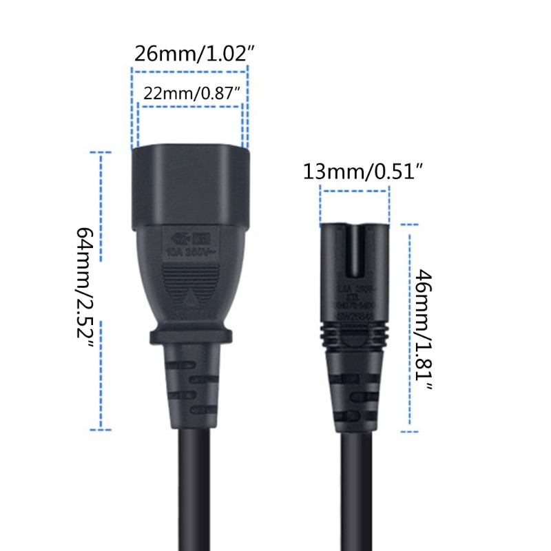 Lightweight C14 to C7 Conversion Cable Flexible Power Cable Efficient for Room gallery