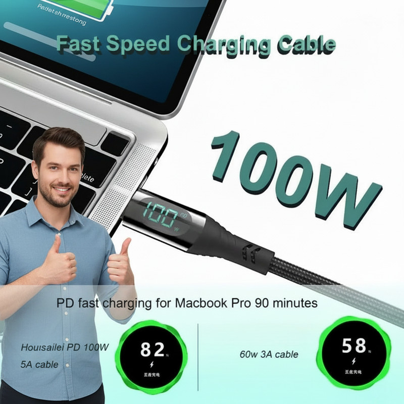 LED 6.5ft USB to Type-C Charging Cable, 100W gallery