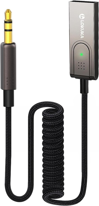 Adaptador de Bluetooth 5.3 a auxiliar para automóvil, USB a TRS de 3,5 mm