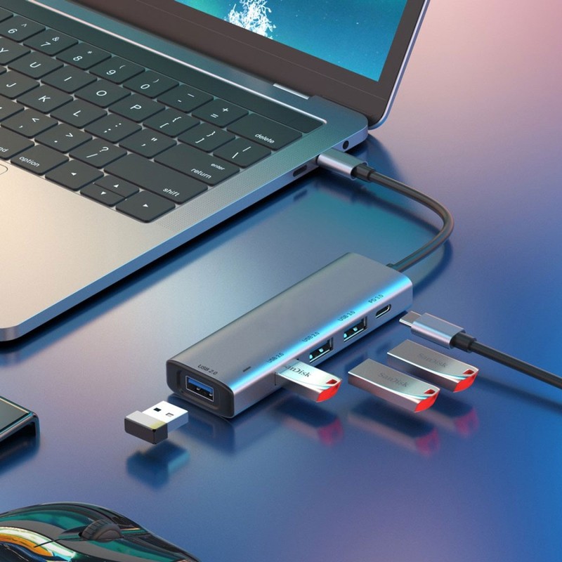 For TCL Flip 3/Flip 4 - USB-C Hub 5-in-1 Adapter TYPE-C PD Charger Port gallery