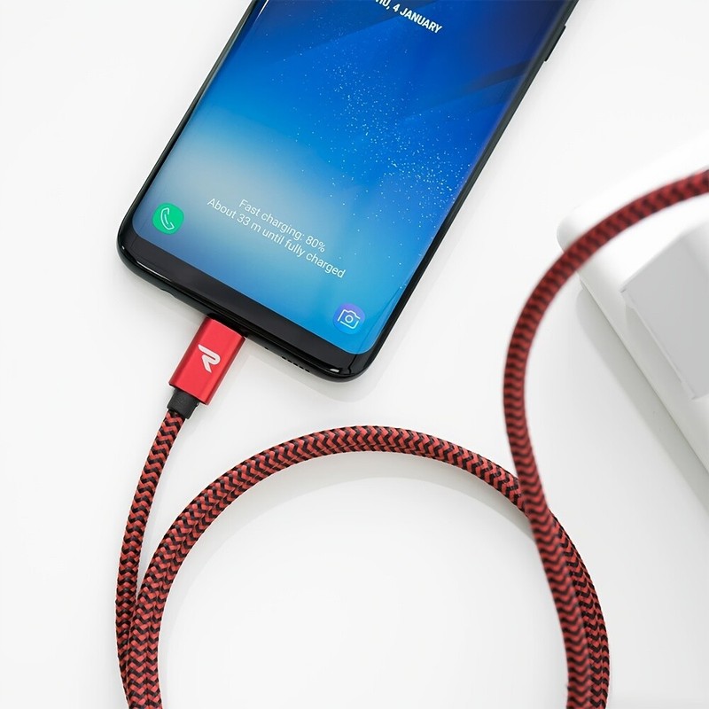 USB A to USB C Cable 3.3FT Red Black Braided Fast Charging Sync Cord 1/2/3 Pack gallery