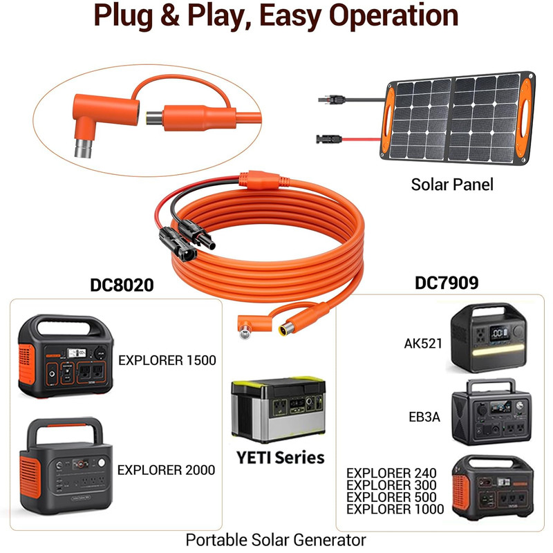 6FT Solar Connector to 8Mm Adapter Cable with DC8020/7909 Compatible with BLUETT gallery