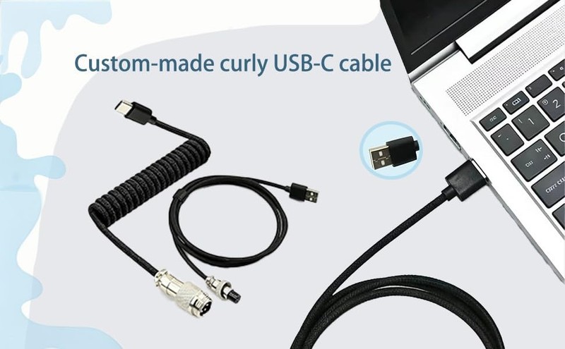 HSEUOPV Custom Coiled USB Cable for Gaming Keyboard, Double-Sleeved Mechanica... gallery