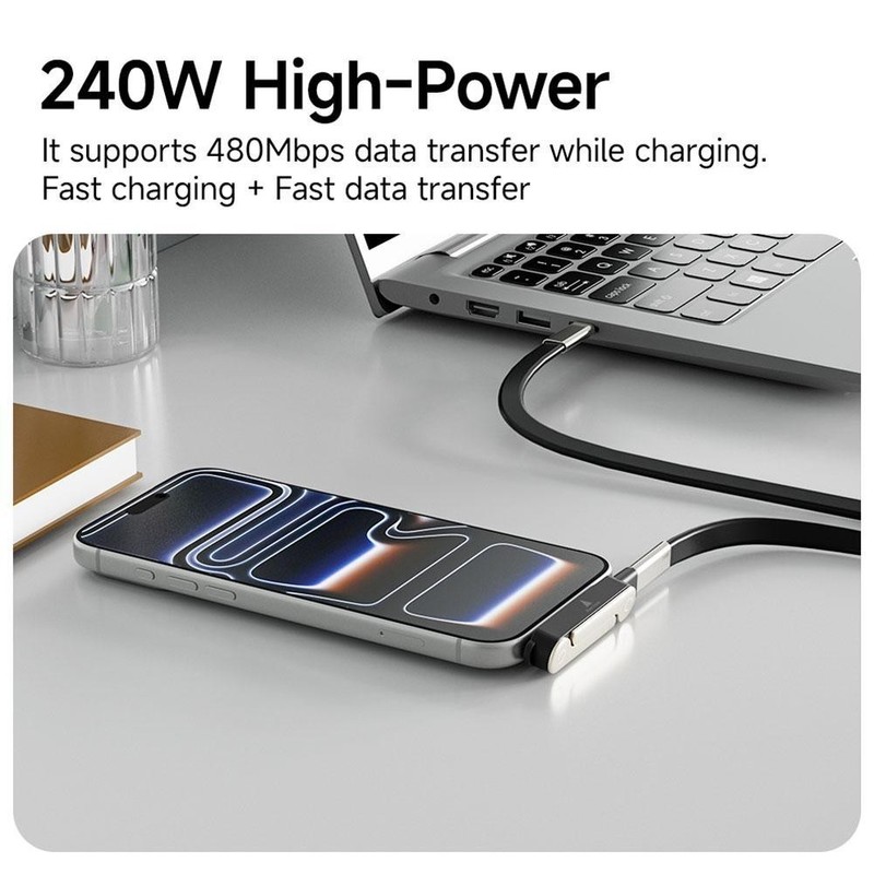 240W Super Fast Charging 2in1 Charging Cable 360° Rotating Invisible Stand Kit gallery