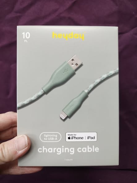 10′ Lightning to USB-A Braided Cable – heyday Evergreen (MFi Certified)