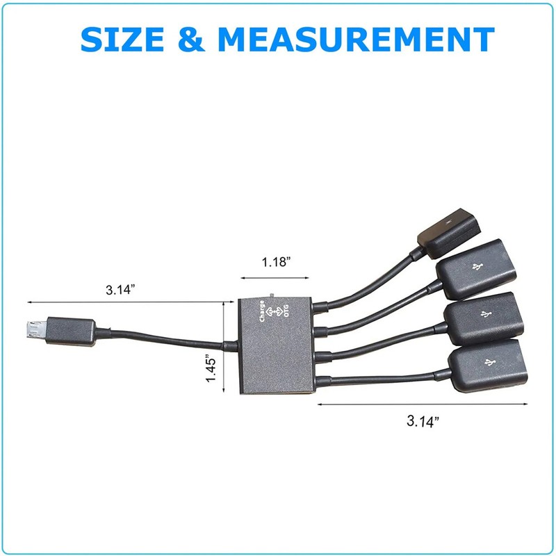 2PCS Micro USB Charging OTG Hub Splitter Cable for Phone Android Tablet 4 In 1 gallery