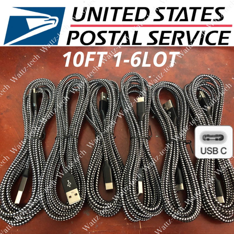 10FT USB Type C Cable Fast Charging Sync Cord For Android Samsung Galaxy Google