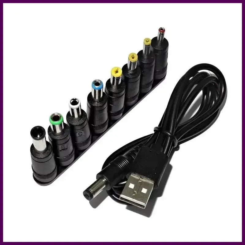 USB 5V to DC Jack 12V Charging Cable Power Cord 5.5*2.1mm with 8 Sizes Connector
