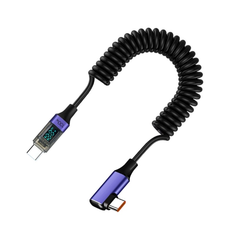 Portable USB C Quick Charging Wire Type C PD100W Charging Cable Spring Data Line