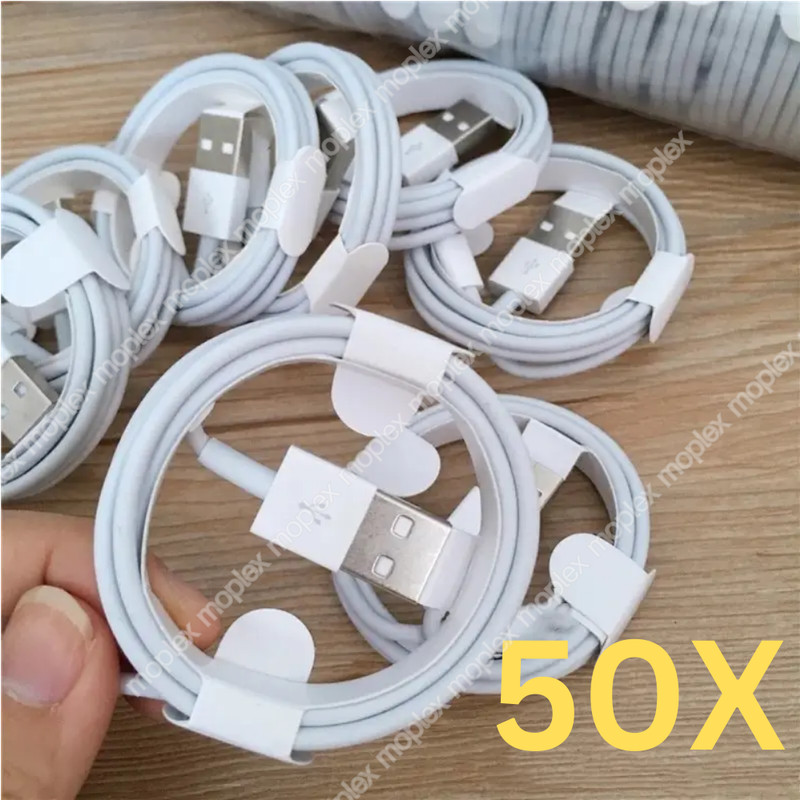 50-Pack USB Charger Cable For Apple iPhone 14 13 12 Pro Max XR XS 6 8 7 Cord LOT