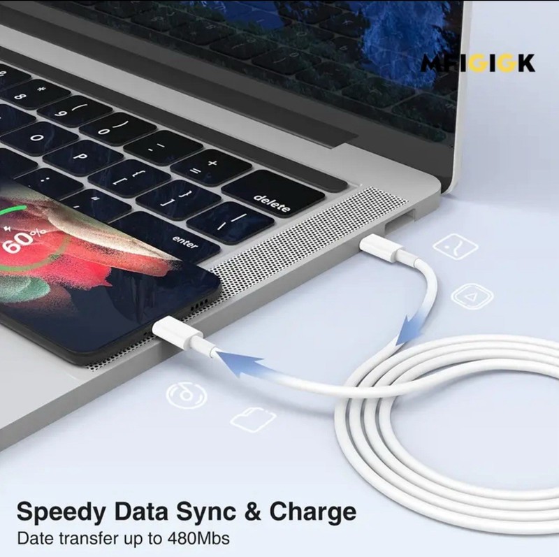 2x 60W PD Fast Charging Cable For iPhone, Samsung Android Type C to USB C gallery