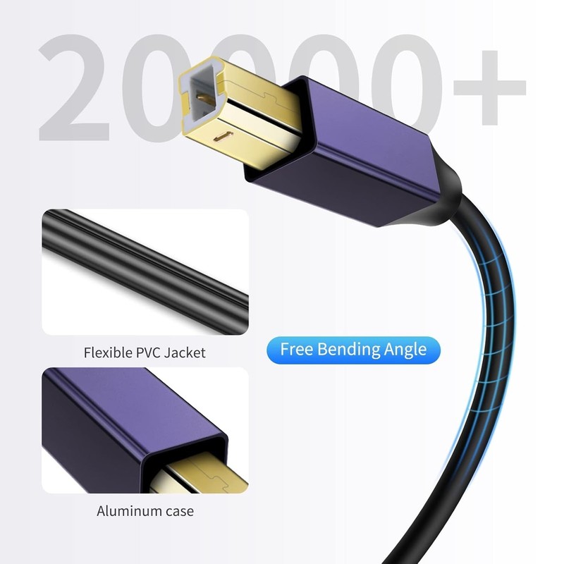 USB B to USB C Printer Cable 50FT, USB C MIDI Cable for MacBook , HP, Epson, ... gallery