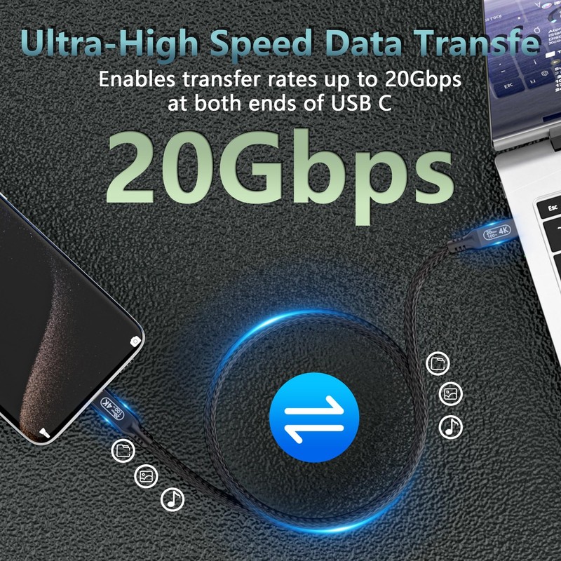 USB C Cable 3.2 Gen 2 Data Transfer 16.5 FT 100W PD 4K@60Hz Video Monitor gallery