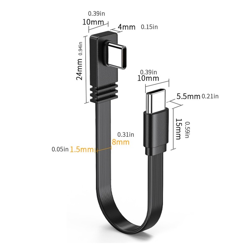 2PCS Right Angle Type-C to C Extension cord, USB C Male to Male cable,100W Fl... gallery