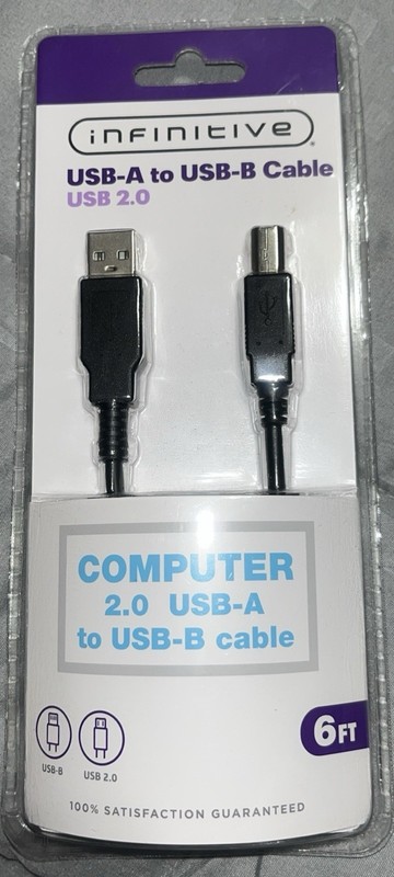 Infinitive USB-A To USB-B Cable USB 2.0 6FT