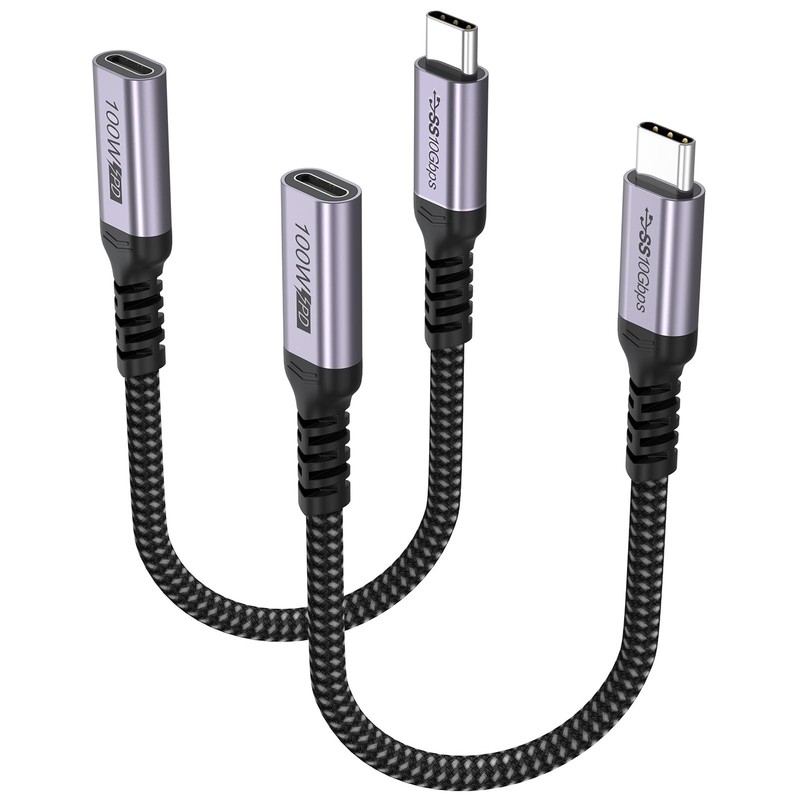 Short USB Extension Cable 6 inch 2-Pack, USB 3.2 Gen 2 Extender Full-Function…